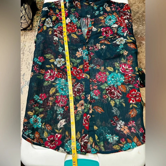 KUT FROM THE KLOTH Navy floral sheer long sleeve top‎ size XL. - Picture 13 of 13